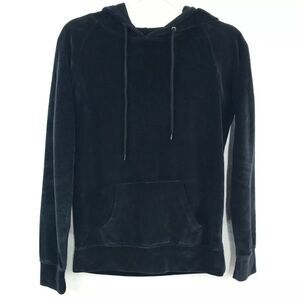 Zine Women Black Velour Hoodie Sweatshirt Small S